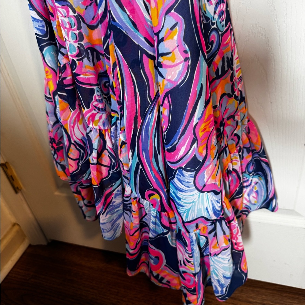 Lilly Pulitzer Marianna Wrap Dress Nauti Navy Boho Bateau print size small - Picture 7 of 7